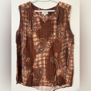 Northern Reflections Women's Paisley Sleeveless Blouse - Brown and Cream
